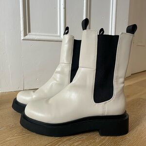 H&M Chunky Cream and Black Chelsea Women's Boots